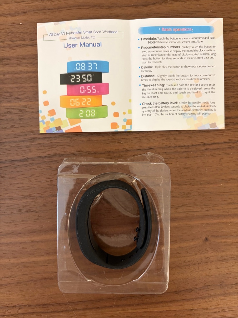 T5 3D Digital Pedometer Fitness Tracker Black Sport Wristband